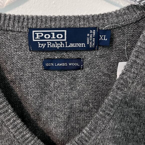 Polo Ralph Lauren Sweater Vest NEW Vintage Men’s XL Gray V-neck Lambswool Knit - Picture 2 of 9
